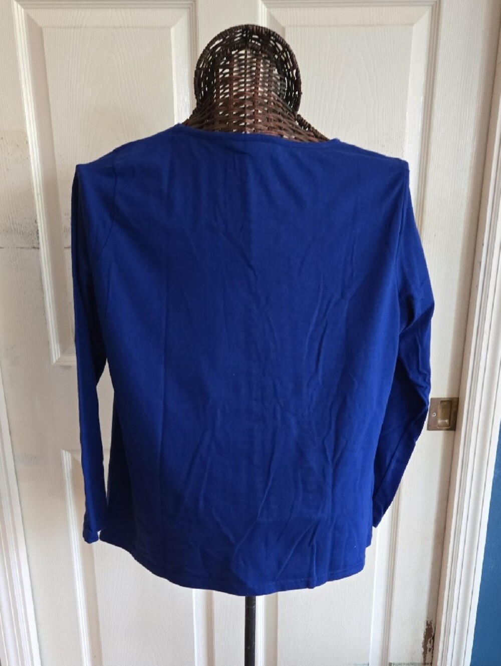Kim Rogers Deep Blue Knit Snowman Top-XL - Picture 5 of 8